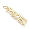 Brass Pendants, with Jump Rings, Cadmium Free & Lead Free, Long-Lasting Plated, Constellation/Zodiac Sign, Word, Pisces, 27.5x6.5x2mm, Hole: 4.5mm