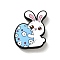 Easter Themed Silicone Focal Beads, DIY Necklaces Making, Rabbit, Blue, 30x26x9mm, Hole: 2.5mm