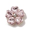 Alloy Cabochons, with Glass Rhinestone, Ligh Gold, Flower, Pink, 19x19x5.5mm