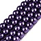 Baking Paint Pearlized Glass Pearl Round Bead Strands, Indigo, 8~9mm, Hole: 1mm, about 100~105pcs/strand, 31.4 inch