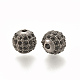合金ビーズ  ラインストーン付き  ラウンド  ジェット  ガンメタ色  8x8mm  穴：1.5mm&nbsp;PALLOY-S066-02A-B-2