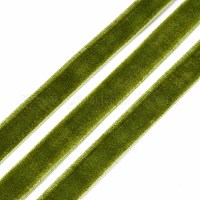 シングルフェイスベルベットリボン  ダークオリーブグリーン  3/8インチ（9.5~10mm）  約50ヤード/ロール（45.72メートル/ロール）&nbsp;SRIB-T004-01-25