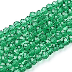 Glass Beads Strands, Faceted Abacus, Rondelle, Sea Green, 6x5mm, Hole: 1mm, about 78~81pcs/strand, 37~39cm