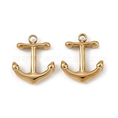 304 Stainless Steel Charms, Boat Anchor Charm, Real 14K Gold Plated, 13x11x2.5mm, Hole: 1.6mm