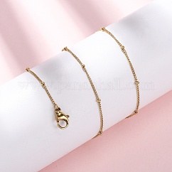 2MM 304 Stainless Steel Satellite Chain Necklaces, Real 14K Gold Plated, 17.32 inch(44cm)