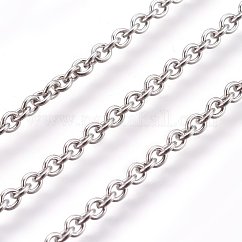変色しにくい304ステンレススチールアズキチェーン  溶接されていない  スプールで  オーバル  ステンレス鋼色  3x2x0.6mm  約164.04フィート（50m）/ロール