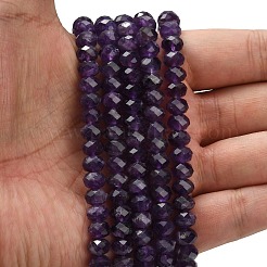 天然石アメジストビーズ連売り  多面カット  ロンデル  8x5.5mm  穴：1.2mm  約69個/連  15.16''（38.5センチメートル）&nbsp;G-Z111-A08-02