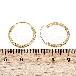 真鍮テクスチャードフープピアス  丸いリング  鉛フリー＆カドミウムフリー  24KGP本金メッキ  18x2mm&nbsp;EJEW-F378-03C-G
