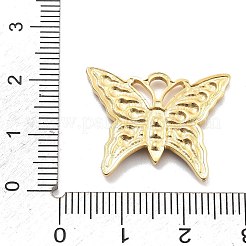 304ステンレススチール製ペンダント  PVD真空メッキ  18KGP本金メッキ  ラインストーンの蝶と  ブラック  20x24x2mm  穴：3x3.5mm&nbsp;RESI-R155-017G