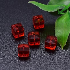 カット加工キューブ模造オーストリアクリスタルビーズ連売り  グレードAAA  レッド  8x8mm  穴：0.9~1mm  約288個/箱&nbsp;G-M184-8x8mm-06A-B
