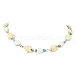 Ocean Dyed Synthetic Turquoise Turtle and Heart Beaded Necklaces for Women&nbsp;NJEW-JN06227-02