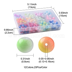 300色ツートンカラーの焼き付け塗装ガラスビーズ12個  ラウンド  ミックスカラー  8mm  穴：1.3~1.6mm  約25PCS /カラー&nbsp;DGLA-YW0001-06