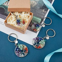4種類のスタイルの天然石キーホルダー2個  304ステンレススチールのロブスタークロウ留め金と鉄のキーリングと銅線付き  プラチナ  8~8.9cm  2個/スタイル&nbsp;KEYC-FH0001-13
