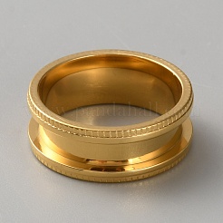 201 Stainless Steel Grooved Finger Ring Settings&nbsp;STAS-WH20002-05C-G