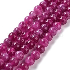 天然の天然翡翠ビーズ連売りを染めた  ラウンド  カメリア  6mm  穴：1mm  約31個/連  7.48インチ（19cm）&nbsp;G-G021-02A-03