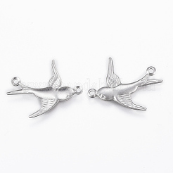 変色しにくい304ステンレススチールペンダント  ツバメ  ステンレス鋼色  20x17x1mm  穴：1mm&nbsp;X-STAS-P175-13P