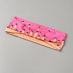 女性用ポリエステルヘッドバンド  アイスクリーム柄  ピンク  480x85mm&nbsp;OHAR-WH20014-006D