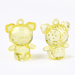 透明なアクリルパーツ  多面カット  漫画の貯金箱のチャーム  ミックスカラー  41x32x22.5mm  穴：3mm  約45個/500g&nbsp;TACR-S133-118