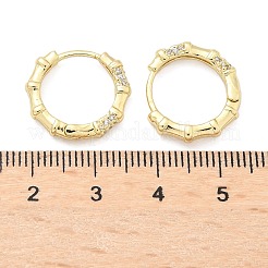 竹真鍮マイクロパヴェクリアキュービックジルコニアフープピアス  ラックめっき  長持ちメッキ  カドミウムフリー＆鉛フリー  18KGP本金メッキ  15.5x17x3mm&nbsp;EJEW-Z102-05G
