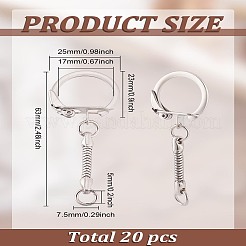 鉄製キーホルダー留め具20個  プラチナ  63mm&nbsp;IFIN-LP0001-03