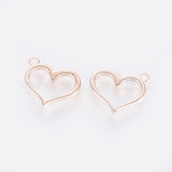 真鍮チャーム  ハート  ローズゴールド  13x15x2mm  穴：1mm&nbsp;A-PALLOY-L232-03RG