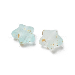 グラデーションカラー透明アクリルビーズ  金色の箔付き  スター  淡いターコイズ  9x10x5mm  穴：1.6mm  約：47個/ 10 G&nbsp;X1-OACR-M023-04I