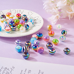 28 個 11 色のストライプ樹脂ビーズ  ABカラー  ロンデル  ミックスカラー  15.5~16x13.5~14.5mm  穴：2.5~3.5mm  4個/カラー&nbsp;RESI-TA0001-75