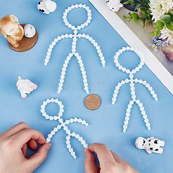 6個 3スタイル プラスチックアクションフィギュア 可動スケルトン  人形作り用品  ホワイト  110~170x86~170x7mm  2個/スタイル&nbsp;FIND-PH0008-72