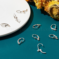 スターリングシルバーのフレンチフックピアス金具5組  925銀メッキ  16.5x9.5x4mm  穴：1.2mm&nbsp;STER-PH0001-06
