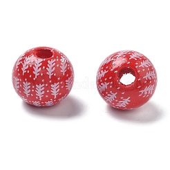 Christmas Printed Schima Wood European Beads&nbsp;WOOD-G023-18C
