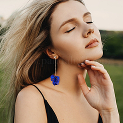 4ペア4色のアクリルリーフダングルスタッドピアス  女性のための金合金ロング タッセル ドロップ イヤリング  ミックスカラー  113mm  ピン：0.8mm  1ペア/カラー&nbsp;EJEW-AN0001-24