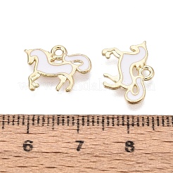 合金エナメルチャーム  馬のチャーム  ライトゴールド  ホワイト  10.5x14.5x1mm  穴：1.4mm&nbsp;ENAM-N069-12KCG-01