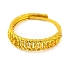 女性用真鍮カーブチェーン調節可能リング  鉛フリー＆カドミウムフリー  ゴールドカラー  5mm  内径：18mm&nbsp;RJEW-G318-02A-G