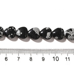 天然石スノーフレークオブシディアンビーズ連売り  ハート  10.5x10.5~11.5x4.5~5mm  穴：0.7~1mm  約38~40個/連  36.8~42.6cm&nbsp;G-R190-10mm-51