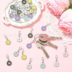 30Pcs 6 Colors Alloy Enamel Daisy Pendant Decorations&nbsp;HJEW-YW00364