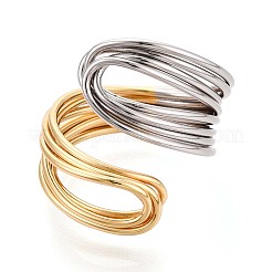 Brass Bypass Open Cuff Rings for Women&nbsp;RJEW-B062-06GP