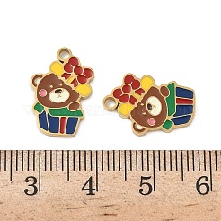 クリスマス 304 ステンレススチール エナメルペンダント  14KGP本金メッキ  クマ  17x11.5x1.5mm  穴：1.8mm&nbsp;STAS-Z093-08R-G