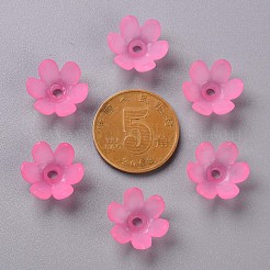 つや消しアクリルビーズキャップ  6花びら  花  ショッキングピンク  14x6mm  穴：2mm  約1660個/500g&nbsp;MACR-S371-07A-704