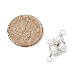 ガラスパール銅線巻きフラワーコネクタチャーム  プラチナ  28x15x7mm  穴：3.7mm&nbsp;PALLOY-JF03048-02
