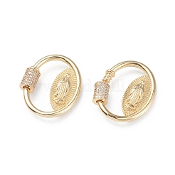 Brass Micro Pave Cubic Zirconia Screw Carabiner Lock Charms&nbsp;ZIRC-G156-13G