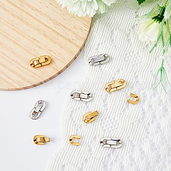 8セット2色304ステンレススチール折りたたみ式留め具  オーバル  ミックスカラー  19x9x3mm  穴：2x3.5mm  4セット/カラー&nbsp;STAS-UN0046-68