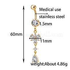 Brass Cubic Zirconia Navel Ring&nbsp;AJEW-EE0004-11