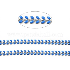 304ステンレススチールコブチェーン  エナメル  ハンダ付け  スプールで  ドジャーブルー  6x1.5~2mm&nbsp;CHS-C004-01B-P