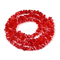 透明ガラスビーズ連売り  三角形  多面カット  レッド  3~3.5x4~4.5x4~4.5mm  穴：0.8mm  約121~131個/連  14.37~15.35インチ（36.5~39cm）&nbsp;LS-GLAA-N018-4mm-06