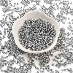 内部色ガラス種ビーズ  半分銀メッキ  ラウンド  ゲインボロ  3.5x2.5mm  穴：1mm  約11250個/ポンド&nbsp;SEED-A032-03I