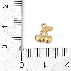 304ステンレススチールチャーム  18KGP本金メッキ  チェリー  9.5x7.5x2.5mm  穴：1.2mm&nbsp;STAS-D366-08D-G