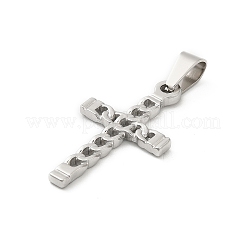 304ステンレスペンダント  クロスチャーム  変色防止  ステンレス鋼色  28x15x2mm  穴：6x3.5mm&nbsp;STAS-P400-08P