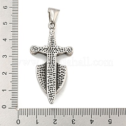 316サージカルステンレスペンダント  スカルチャーム付きクロス  アンティークシルバー  49.8x24.8x6.2mm  穴：7.5x3.8mm&nbsp;STAS-E212-151AS