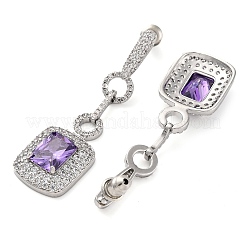 Brass Micro Pave Cubic Zirconia Dangle Stud Earrings&nbsp;EJEW-H014-15P-09