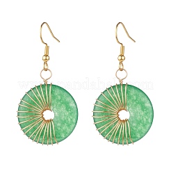 Donut Natural Malaysia Jade Dangle Hoop Earrings&nbsp;EJEW-JE04746